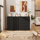 Asofer 5 Drawers Dresser, Bedroom Chest of Drawers, Sturdy Wood Dresser Organizer Cabinet, Easy Assembly, Black