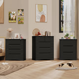 Dresser for Bedroom, Asofer 5 Drawer Dresser with Cutout Handle, Sturdy Wood Storage Cabinet, Black