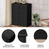 Dresser for Bedroom, Asofer 5 Drawer Dresser with Cutout Handle, Sturdy Wood Storage Cabinet, Black