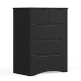 Dresser for Bedroom, Asofer 5 Drawer Dresser with Cutout Handle, Sturdy Wood Storage Cabinet, Black