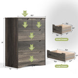 Dresser for Bedroom, Asofer 5 Drawer Dresser with Cutout Handle, Sturdy Wood Storage Cabinet, Gray