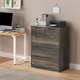 Dresser for Bedroom, Asofer 5 Drawer Dresser with Cutout Handle, Sturdy Wood Storage Cabinet, Gray