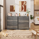 Dresser for Bedroom, Asofer 5 Drawer Dresser with Cutout Handle, Sturdy Wood Storage Cabinet, Gray