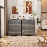 Dresser with 5 Drawers, Wood Tall Chest, Built-in Handle Drawers for Bedroom, Home, Living Room - Dark Brown