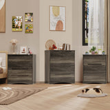 Dresser with 5 Drawers, Wood Tall Chest, Built-in Handle Drawers for Bedroom, Home, Living Room - Dark Brown