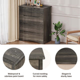 Dresser with 5 Drawers, Wood Tall Chest, Built-in Handle Drawers for Bedroom, Home, Living Room - Dark Brown