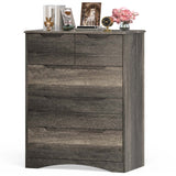 Dresser with 5 Drawers, Wood Tall Chest, Built-in Handle Drawers for Bedroom, Home, Living Room - Dark Brown