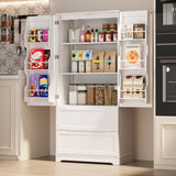 Pantry Storage Cabinet with 2 Drawers，Asofer 63" Kitchen Small Food Pantry Cabinet for Dining Room, White
