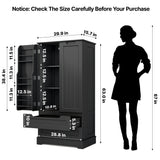 63" H Kitchen Pantry Cabinet with 2 Doors and 2 Drawers, Solid & Sturdy, Storage Cabinet for Entryway, Kitchen - Black