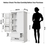 63" H Kitchen Pantry Cabinet with 2 Doors and 2 Drawers, Solid & Sturdy, Storage Cabinet for Entryway, Kitchen - White