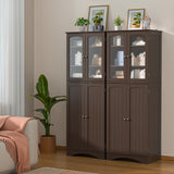 60.4" Farmhouse Kitchen Pantry Storage Cabinet, Tall Kitchen Pantry, Freestanding Hutch with Doors & Shelves, Buffet Sideboard, Microwave Stand, Coffee Bar with Drawers, Cupboard - Retro