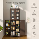 60.4" Farmhouse Kitchen Pantry Storage Cabinet, Tall Kitchen Pantry, Freestanding Hutch with Doors & Shelves, Buffet Sideboard, Microwave Stand, Coffee Bar with Drawers, Cupboard - Retro