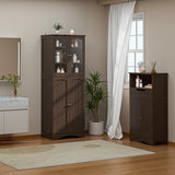 60.4" Farmhouse Kitchen Pantry Storage Cabinet, Tall Kitchen Pantry, Freestanding Hutch with Doors & Shelves, Buffet Sideboard, Microwave Stand, Coffee Bar with Drawers, Cupboard - Retro