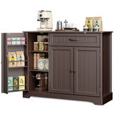 42” Coffee Bar Cabinet with Storage, Kitchen Storage Cabinet, Sideboard Buffet Cabinet with 8 Shelves, 1 Drawer - Dark Brown