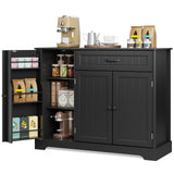 Asofer 42" Kitchen Pantry Cabinet with 3 Doors and 1 Drawer, Sideboard Buffet with 6 Shelves, Coffee Bar, Black