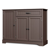 Asofer 42" Kitchen Pantry Cabinet with 3 Doors and 1 Drawer, Sideboard Buffet with 6 Shelves, Coffee Bar, Dark Brown