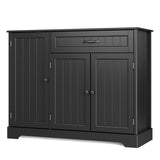 Asofer 42" Kitchen Pantry Cabinet with 3 Doors and 1 Drawer, Sideboard Buffet with 6 Shelves, Coffee Bar, Black