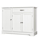 42” Coffee Bar Cabinet with Storage, Kitchen Storage Cabinet, Sideboard Buffet Cabinet with 8 Shelves, 1 Drawer - White