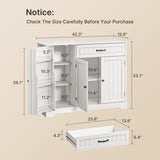 Asofer 42" Pantry Buffet, 3-Door 1-Drawer w/6 Shelves & Coffee Bar, White