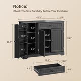 Asofer 42" Pantry Buffet, 3-Door 1-Drawer w/6 Shelves & Coffee Bar, Black