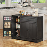 Asofer 42" Pantry Buffet, 3-Door 1-Drawer w/6 Shelves & Coffee Bar, Black