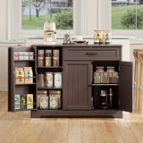 Asofer 42" Kitchen Pantry Cabinet with 3 Doors and 1 Drawer, Sideboard Buffet with 6 Shelves, Coffee Bar, Dark Brown