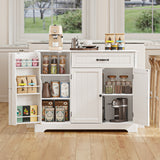 Asofer 42" Pantry Buffet, 3-Door 1-Drawer w/6 Shelves & Coffee Bar, White