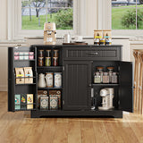 Asofer 42" Kitchen Pantry Cabinet with 3 Doors and 1 Drawer, Sideboard Buffet with 6 Shelves, Coffee Bar, Black