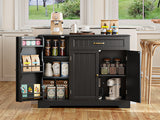 Asofer Farmhouse Buffet Sideboard with Coffee Bar & Storage, Drawers & Doors Cabinet - Black