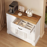 Asofer 42" Kitchen Pantry Cabinet with 3 Doors and 1 Drawer, Sideboard Buffet with 6 Shelves, Coffee Bar, Retro