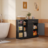 Asofer 42" Kitchen Pantry Cabinet with 3 Doors and 1 Drawer, Sideboard Buffet with 6 Shelves, Coffee Bar, Black