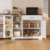 Asofer Farmhouse Kitchen Buffet Sideboard with Coffee Bar, Ample Storage, Drawers & Doors - Retro