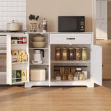 Asofer 42" Pantry Buffet, 3-Door 1-Drawer w/6 Shelves & Coffee Bar, White