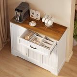 Asofer Farmhouse Kitchen Buffet Sideboard with Coffee Bar, Ample Storage, Drawers & Doors - Retro