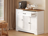 Asofer Farmhouse Kitchen Buffet Sideboard with Coffee Bar, Ample Storage, Drawers & Doors - Retro