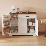 Asofer Farmhouse Kitchen Buffet Sideboard with Coffee Bar, Ample Storage, Drawers & Doors - Retro