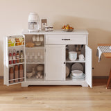 Asofer 42" Pantry Buffet, 3-Door 1-Drawer w/6 Shelves & Coffee Bar, White
