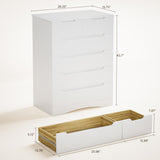 6-Drawer Dresser for Bedroom, Wood Drawer Chest Storage Cabinet for Living Room, Hallway, Entryway, Home Office - White