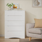 Asofer White King Bedroom Set: Bed Frame, 2 Nightstands & 2 Dressers, Modern Storage Bundle