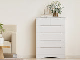 Asofer 44 Inch 6-Drawer Dresser, Wide Storage Cabinet, Sturdy MDF Modern Chest of Drawers, White