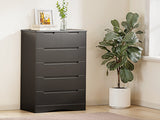 Asofer 44 Inch 6-Drawer Dresser, Wide Storage Cabinet, Sturdy MDF Modern Chest of Drawers, Black