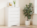 Asofer 44 Inch 6-Drawer Dresser, Wide Storage Cabinet, Sturdy MDF Modern Chest of Drawers, White