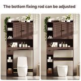 Over The Toilet Storage Cabinet with 2 Doors, 66''H Over Toilet Bathroom Organizer, Over Toilet Storage Cabinet with Adjustable Shelf, for Bathroom, Laundry - Dark Brown