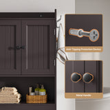 Asofer Over The Toilet Storage Cabinet, 66''H Over Toilet Bathroom Organizer for Bathroom, Laundry, Dark Brown