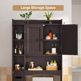Over The Toilet Storage Cabinet with 2 Doors, 66''H Over Toilet Bathroom Organizer, Over Toilet Storage Cabinet with Adjustable Shelf, for Bathroom, Laundry - Dark Brown