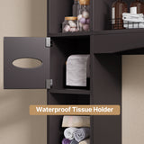 Over The Toilet Storage Cabinet with 2 Doors, 66''H Over Toilet Bathroom Organizer, Over Toilet Storage Cabinet with Adjustable Shelf, for Bathroom, Laundry - Dark Brown