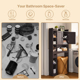 Over The Toilet Storage Cabinet with 2 Doors, 66''H Over Toilet Bathroom Organizer, Over Toilet Storage Cabinet with Adjustable Shelf, for Bathroom, Laundry - Dark Brown