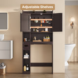 Asofer Over The Toilet Storage Cabinet, 66''H Over Toilet Bathroom Organizer for Bathroom, Laundry, Dark Brown