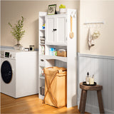 Over The Toilet Storage Cabinet, Asofer Bathroom Storage Organizer with Paper Holder & Adjustable Shelves for Bathroom ,Laundry, White
