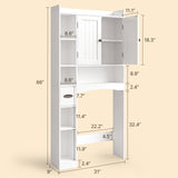 Asofer 66 Over The Toilet Storage Cabinet with Adjustable Shelf & Door - Ideal for Bathroom & Laundry Room white
